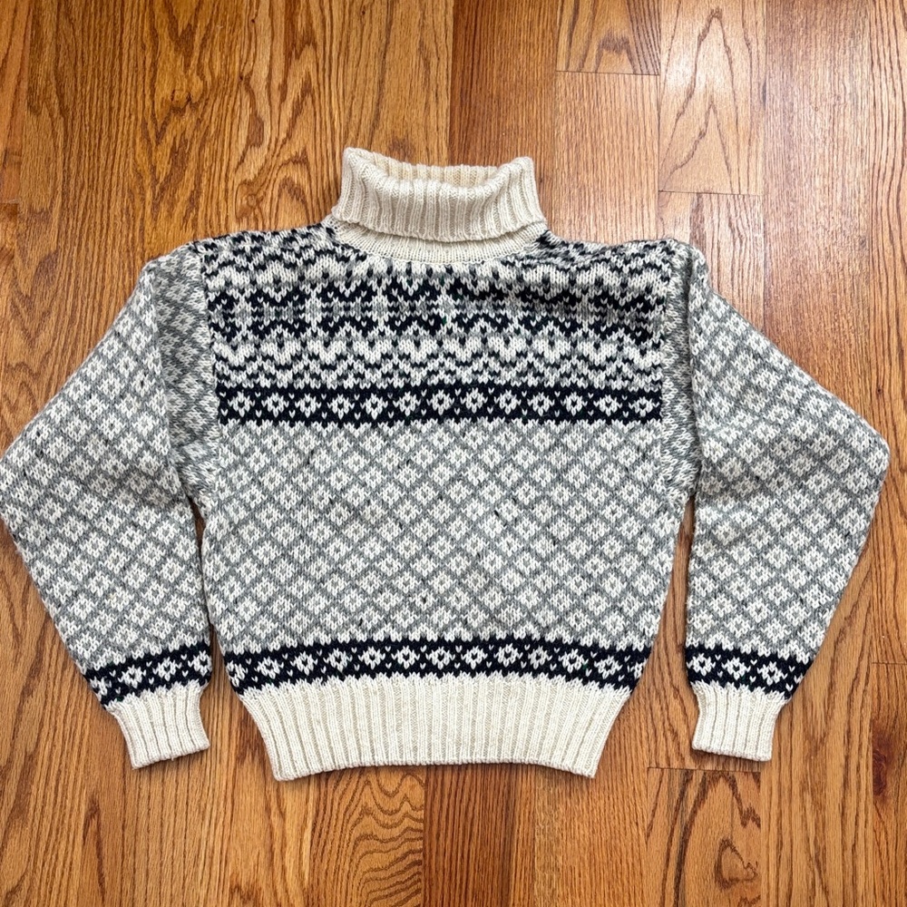 Vintage Liz Sport Wool Fair Isle Retro Ski Turtleneck Sweater Women's size Small - Picture 2 of 7